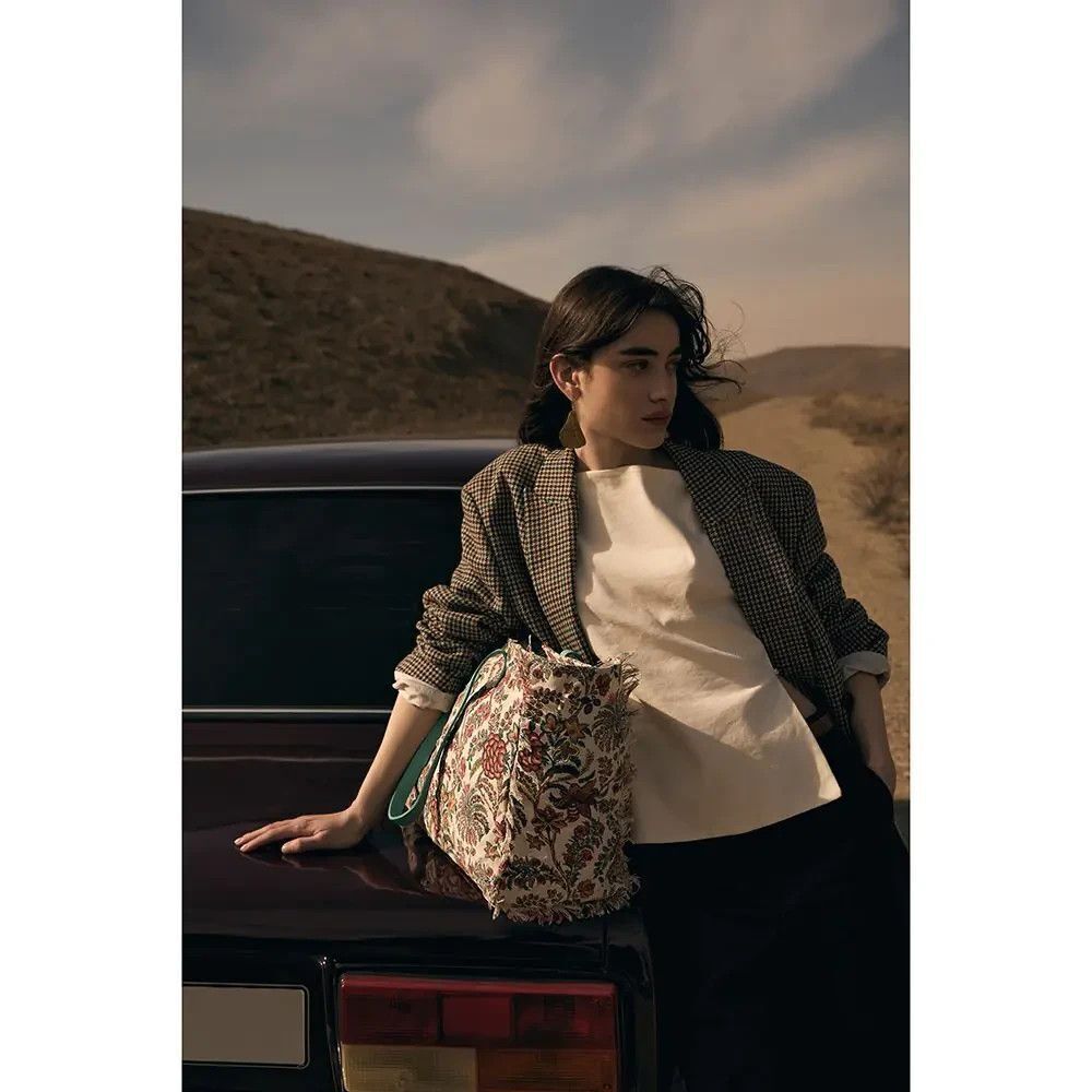 Myra Bag Handmade Paisley Pointe Weekender Bag Upcycled Canvas & Cowhide Leather